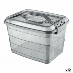 storage box with lid Confortime Tetris Gray Plastic 14 L (12 Units)