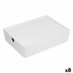 Stackable Organization Box Confortime With Lid 35 x 26 x 8.5 cm (8 Units)