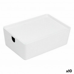 Stackable Organization Box Confortime With Lid 26 x 17.5 x 8.5 cm (10 Units)