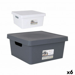 ящик для хранения с крышкой Confortime 10 л квадратный с крышкой (6 шт.)