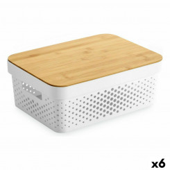 Multipurpose Box Confortime White Brown Bamboo Plastic 36 x 26.5 x 13.5 cm (6 Units)
