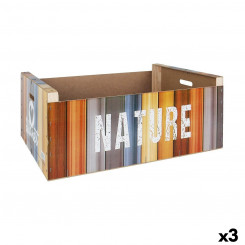 storage box with lid Confortime Nature Wood Multicolor 58 x 39 x 21 cm (3 Units)
