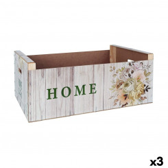 storage box with lid Confortime Sweet Home Multicolor Wood Kwiaty 58 x 39 x 21 cm (3 Units)