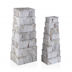Set of Stackable Organization Boxes Versa Marble Cardboard 15 Pieces, parts 35 x 16.5 x 43 cm