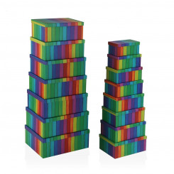 Stackable Organizer Box Set Versa Rainbow Cardboard 15 Pieces, parts 35 x 16.5 x 43 cm