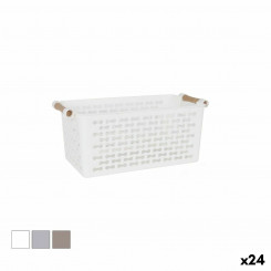 Universal basket Confortime Plastic with handles Wood 26 x 14.5 x 12 cm (24 Units)