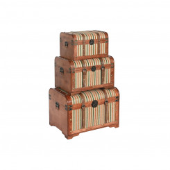 Набор ящиков Home ESPRIT Коричневый, разноцветная деревянная ткань в колониальном стиле 61 x 43 x 42,5 см (3 шт.)