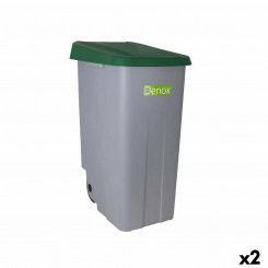 Wheeled trash can Denox 110 L Green 58 x 41 x 89 cm (2 Units)