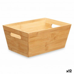 Universal basket Natural Bamboo 15 x 29 x 8.5 cm (12 Units) With handles