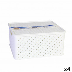 storage box with lid Tontarelli Arianna 33 x 29 x 16 cm (4 Units) White 13 L