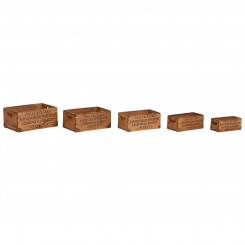 Storage boxes Home ESPRIT Brown Metal Spruce 35 x 22 x 15 cm 5 Pieces