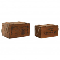 Storage boxes Home ESPRIT Natural Spruce 38 x 24 x 22 cm 4 Pieces, parts