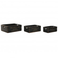 Storage boxes Home ESPRIT Cox Apples 1830 Black Spruce 40 x 30 x 15 cm 3 Pieces, parts