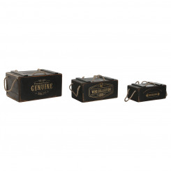 Storage boxes Home ESPRIT Black Spruce 38 x 24 x 20 cm 3 Pieces, parts