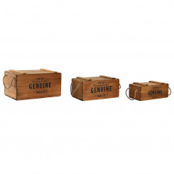 Storage boxes Home ESPRIT Genuine Natural Spruce 38 x 24 x 20 cm 3 Pieces, parts