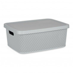 storage box with lid Gray Plastic (28 x 15 x 39 cm)