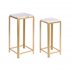 2 lauaga komplekt DKD Home Decor 33 x 33 x 70 cm kuldne metall valge marmor