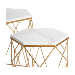 Side table 55,25 x 55,25 x 59 cm Golden Metal White Marble (2 Units)