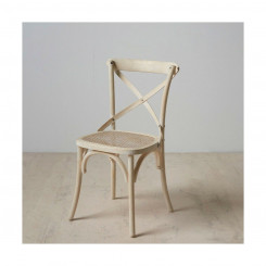 Dining Chair 45 x 42 x 87 cm Wood White Rattan