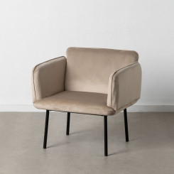 Armchair Synthetic Fabric Beige Metal