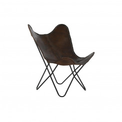 Chair DKD Home Decor Brown Metal Leather (78 x 76 x 96 cm)