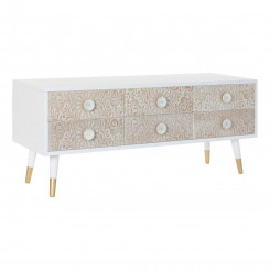 TV furniture DKD Home Decor White Fir Light brown (120 x 42 x 50 cm)