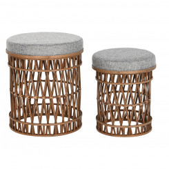 Footrest DKD Home Decor 40 x 40 x 48 cm Grey Brown Bamboo Tropical