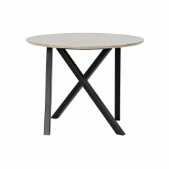 Приставной столик DKD Home Decor Черный Металл Дерево Светло-коричневый (65 x 65 x 49,5 см)
