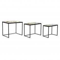 Set of 3 tables DKD Home Decor Crystal Black Metal Green (60 x 40 x 50 cm)