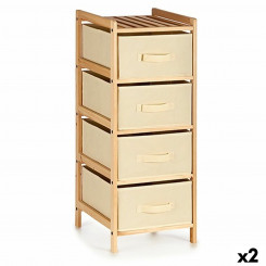 Chest of drawers Cream Wood Textile 34 x 84,5 x 36 cm (2 Units)