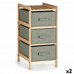 Chest of drawers Grey Wood Textile 36 x 66 x 34 cm (2 Units)