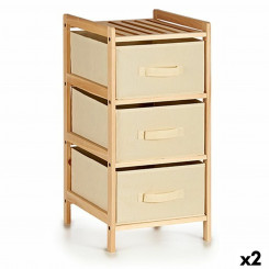 Chest of drawers Cream Wood Textile 36 x 66 x 34 cm (2 Units)
