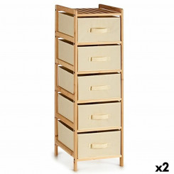 Chest of drawers Cream Wood Textile 34 x 103 x 36 cm (2 Units)
