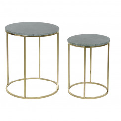 Set of 2 tables DKD Home Decor Green Golden Aluminium Marble 46 x 46 x 58 cm