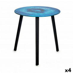 Side table Marble Black Turquoise Crystal 40 x 41,5 x 40 cm (4 Units)
