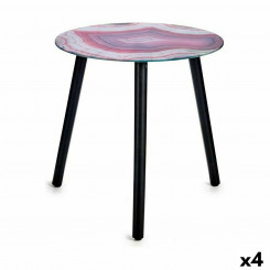 Side table Marble Black Pink Crystal 40 x 41,5 x 40 cm (4 Units)