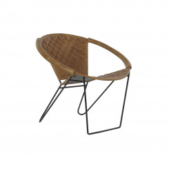 Обеденный стул DKD Home Decor Черный Металл Кожа Светло-коричневый Винтаж (81 x 67 x 71 см)