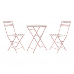 Столовый набор с 2 стульями DKD Home Decor Розовый Металл (3 шт)
