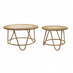 Set of 2 tables DKD Home Decor Light brown Rattan (80 x 80 x 45,5 cm) (80 x 80 x 47 cm)
