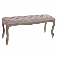 Bench DKD Home Decor Pink Polyester Rubber wood (112 x 38 x 48 cm)