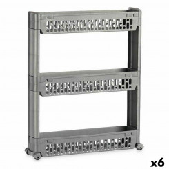 Shelves With wheels Grey Plastic 54,5 x 13 x 67 cm (6 Units)