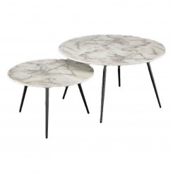 Set of 2 tables DKD Home Decor White Golden Resin Steel 80 x 80 x 45 cm