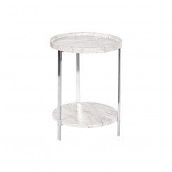 Приставной столик DKD Home Decor Белый Серебристый Металл МДФ Дерево 40 x 40 x 53 см