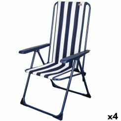 Folding Chair Aktive White Navy Blue Striped 46 x 101 x 59 cm (4 Units)