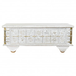 Приставной столик DKD Home Decor Белый Металл Золотистое дерево Манго (115 x 60 x 45 см)