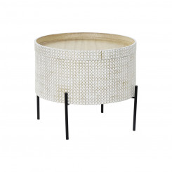 Side table DKD Home Decor Golden Metal Brown MDF White (45 x 45 x 39 cm)