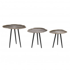 Set of 3 tables Home ESPRIT Black Golden Aluminium 52 x 39 x 45 cm