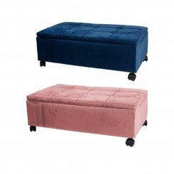 Bench DKD Home Decor   Pink Polyester Velvet Navy Blue Poplar (70 x 39,5 x 24,5 cm) (2 Units)