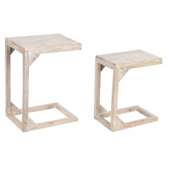 Set of 2 tables DKD Home Decor White Brown Mango wood 48,3 x 35,5 x 65,4 cm