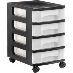 Chest of drawers Archivo 2000 With wheels Transparent Black polypropylene 39 x 29 x 48 cm